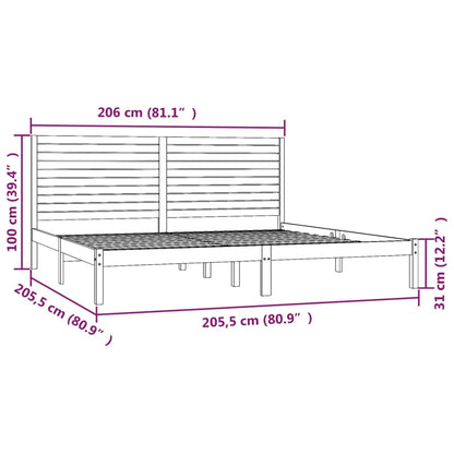 Bedframe Massief Hout 200 x 200 cm Naturel