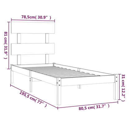 Bedframe Massief Hout 75 x 190 cm Naturel