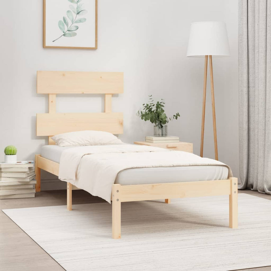 Bedframe Massief Hout 75 x 190 cm Naturel