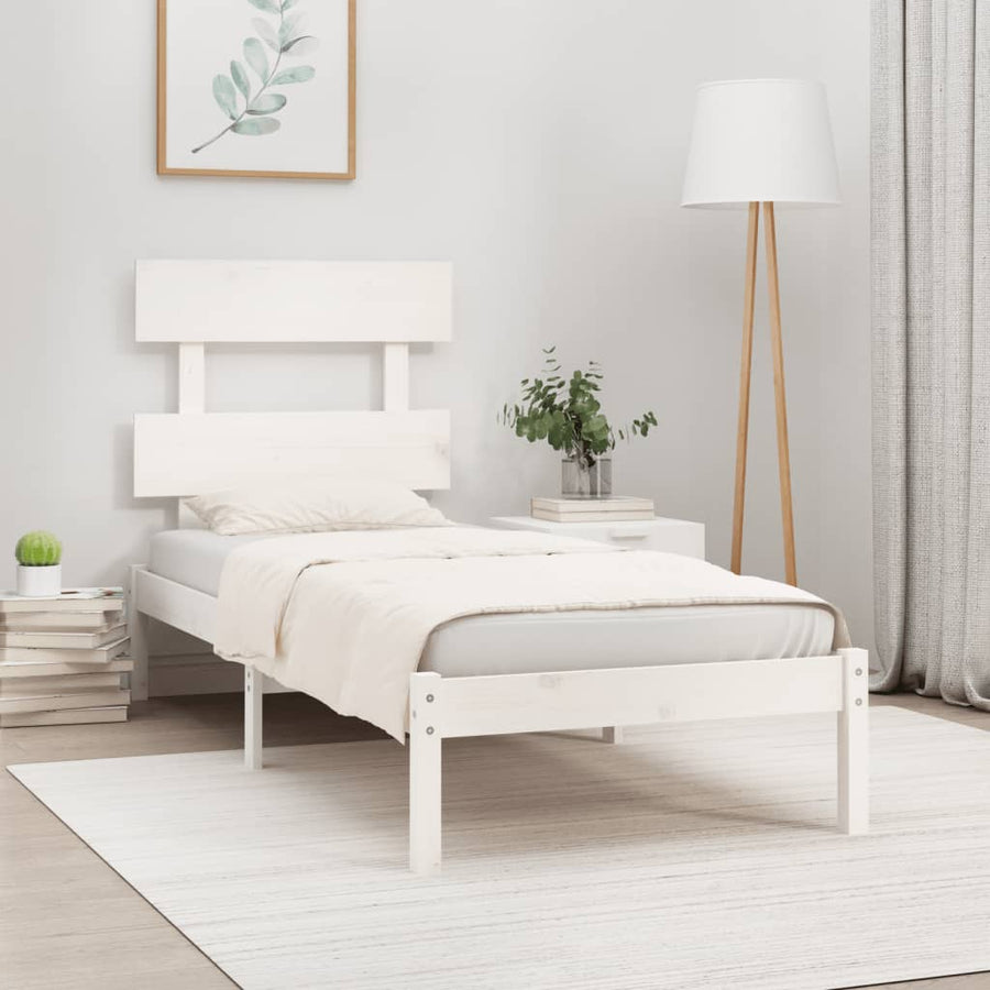 Bedframe Massief Hout 90 x 190 cm Wit
