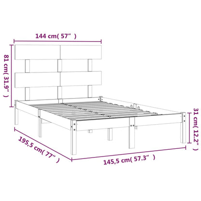 Bedframe Massief Hout 140 x 190 cm Zwart
