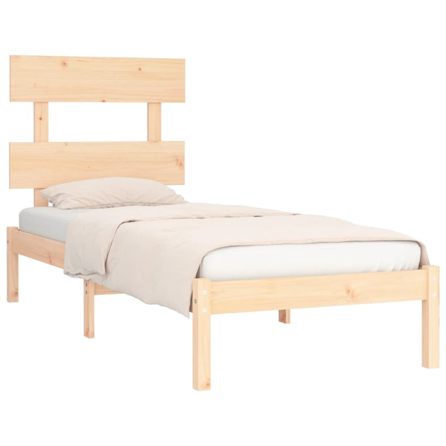 Bedframe Massief Hout 90 x 200 cm Naturel