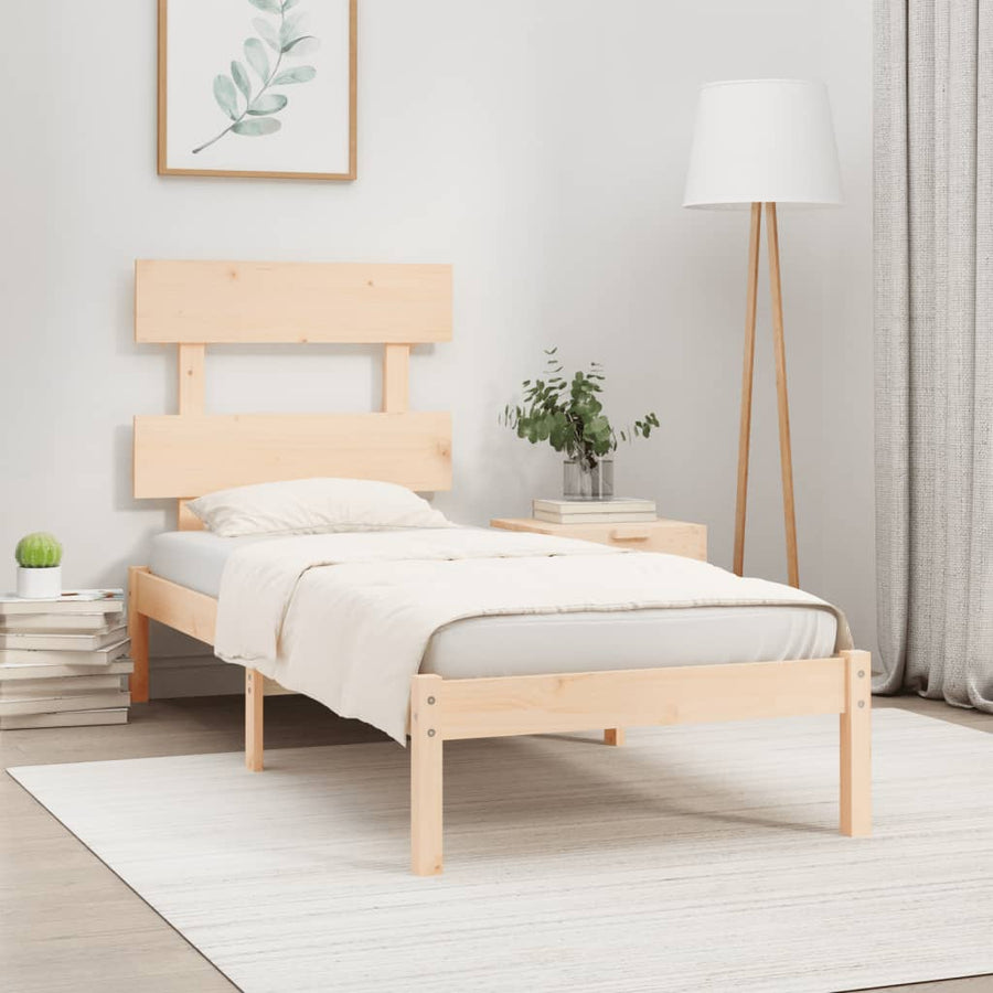 Bedframe Massief Hout 90 x 200 cm Naturel