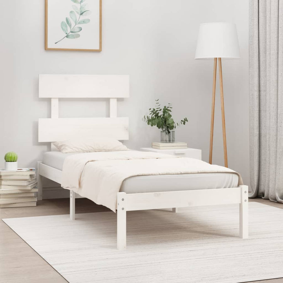 Bedframe Massief Hout 90 x 200 cm Wit