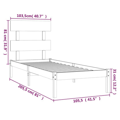 Bedframe Massief Hout 100 x 200 cm Wit