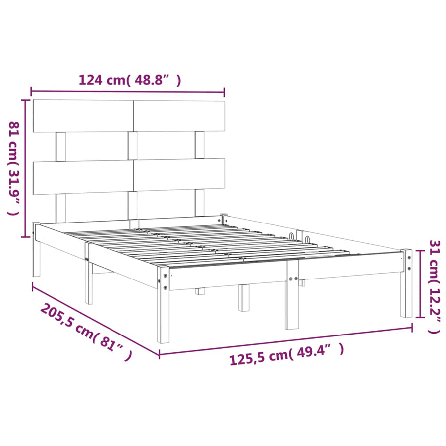 Bedframe Massief Hout 120 x 200 cm Naturel