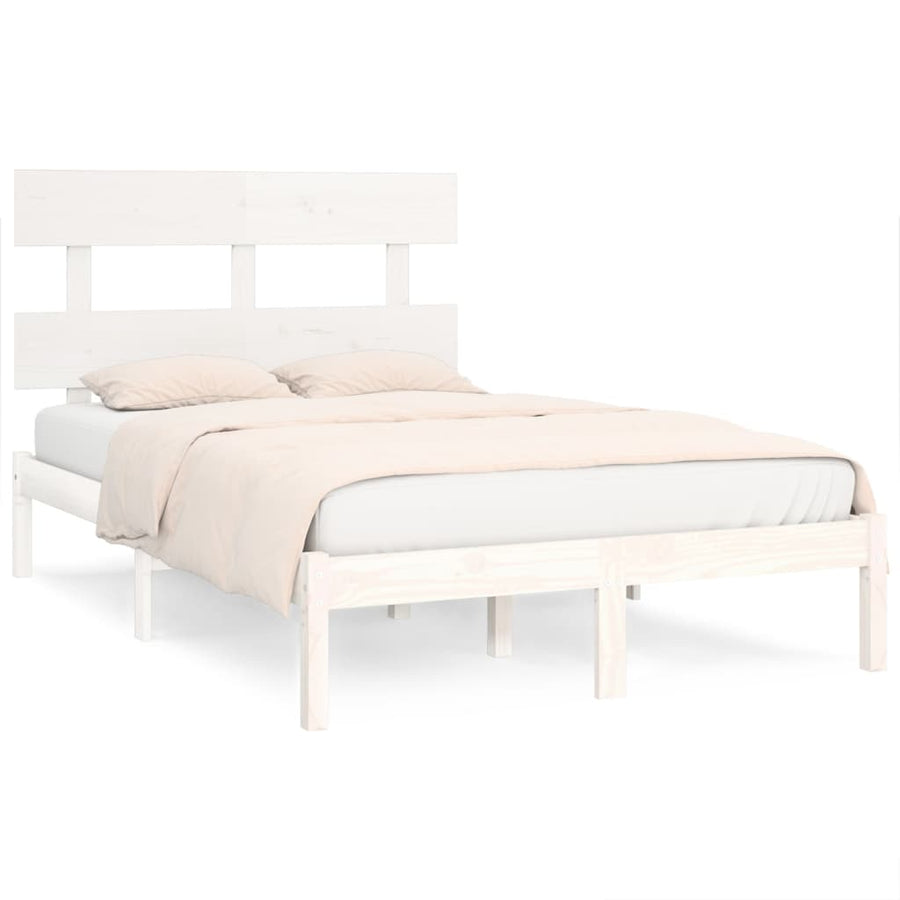 Bedframe Massief Hout 120 x 200 cm Wit