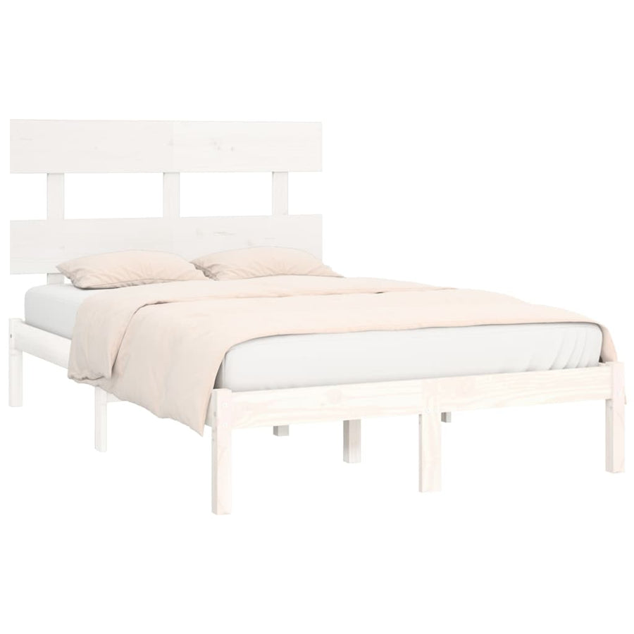 Bedframe Massief Hout 120 x 200 cm Wit