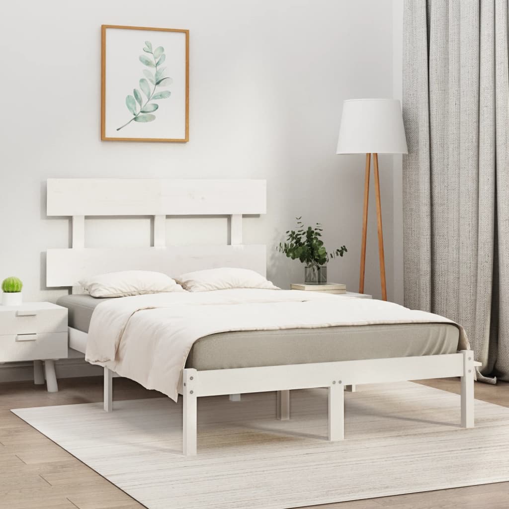 Bedframe Massief Hout 120 x 200 cm Wit