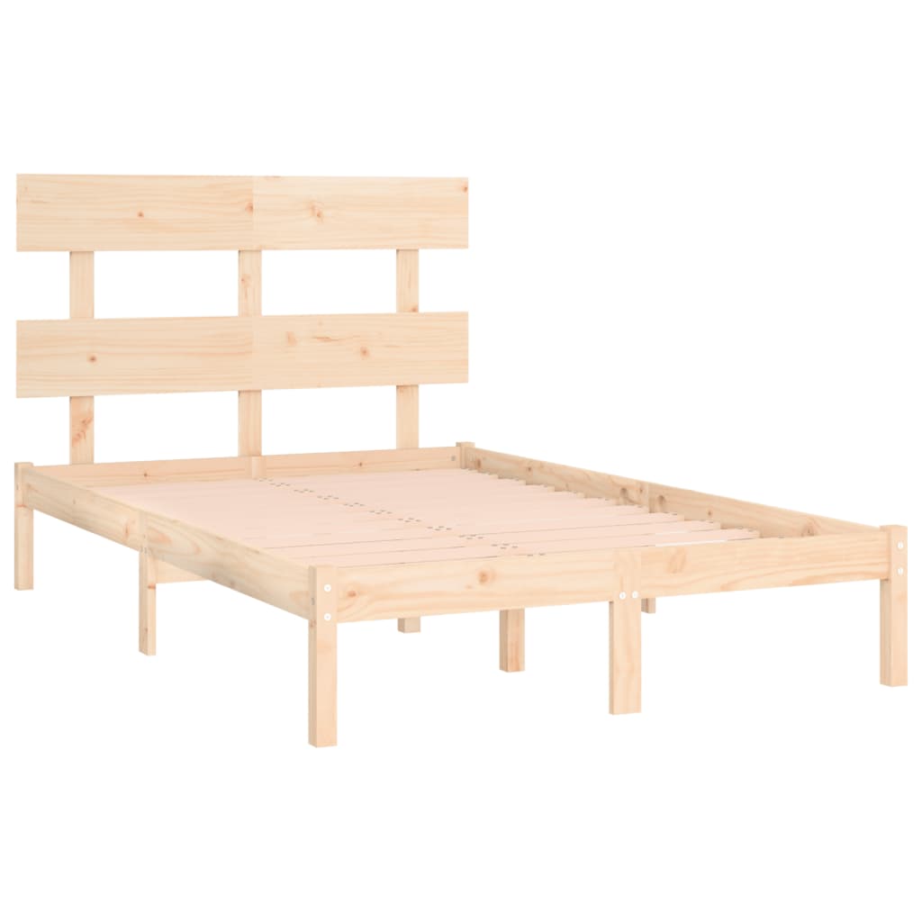 Bedframe Massief Hout 140 x 200 cm Naturel