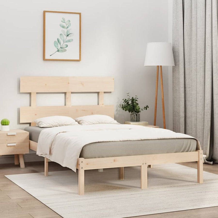 Bedframe Massief Hout 140 x 200 cm Naturel