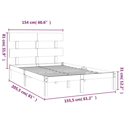 Bedframe Massief Hout King Size 150 x 200 cm Naturel