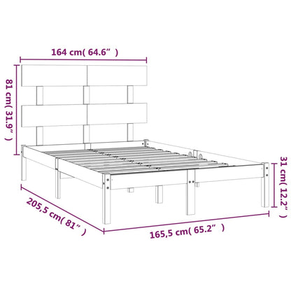 Bedframe Massief Hout 160 x 200 cm Naturel