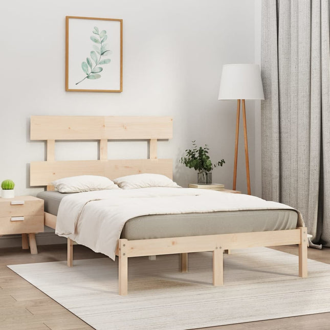 Bedframe Massief Hout 160 x 200 cm Naturel