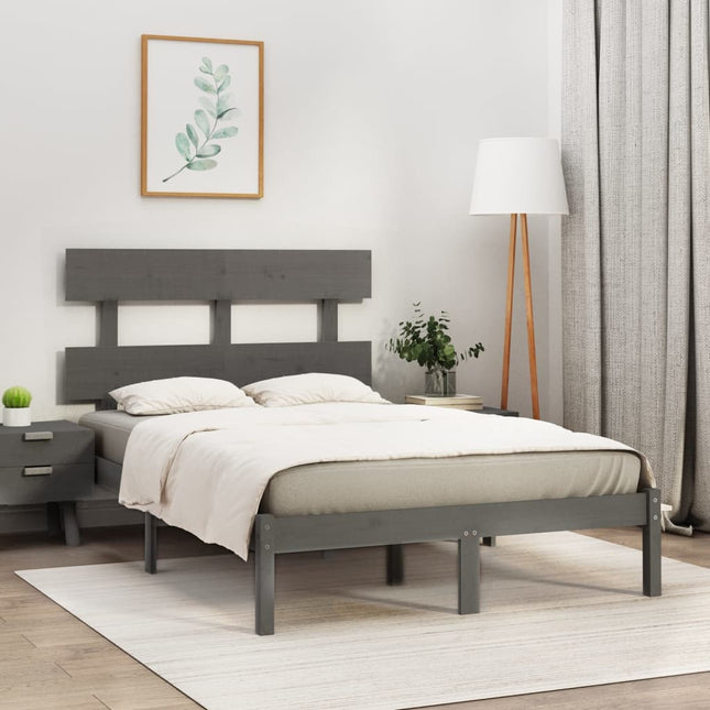 Bedframe Massief Hout 160 x 200 cm Grijs