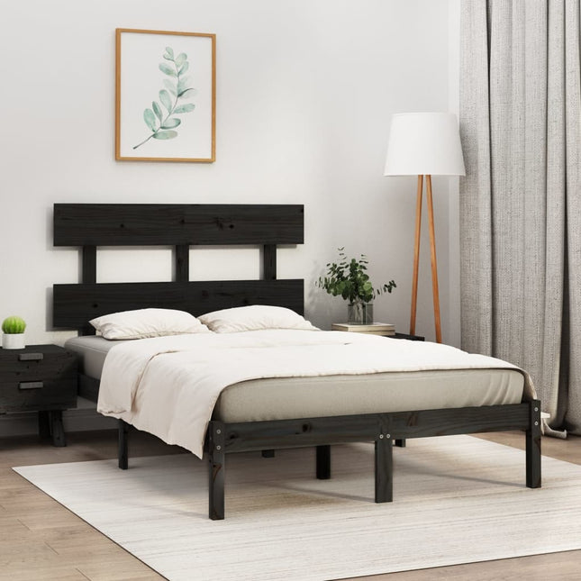 Bedframe Massief Hout 160 x 200 cm Zwart