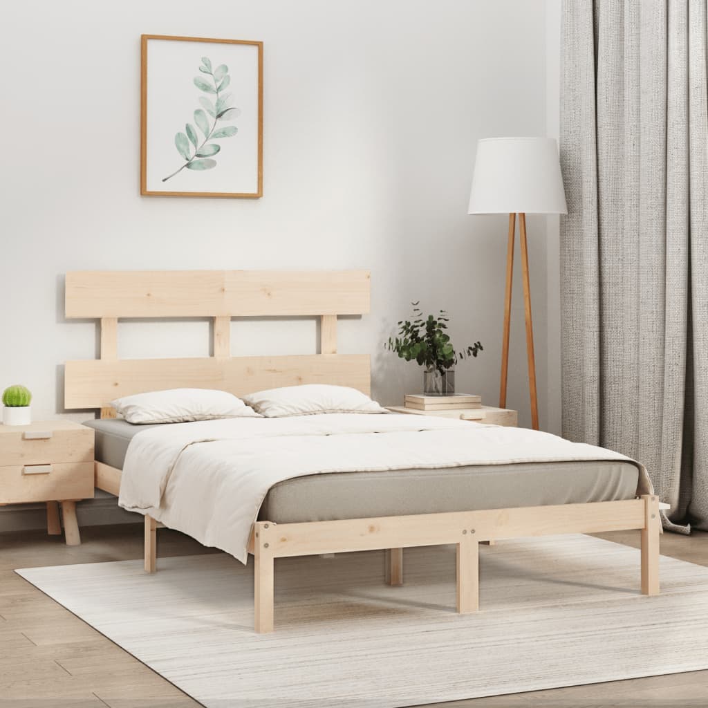 Bedframe Massief Hout 180 x 200 cm Naturel