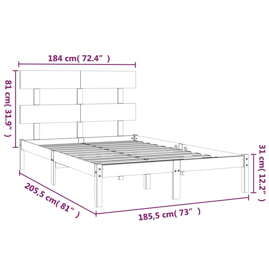 Bedframe Massief Hout 180 x 200 cm Wit