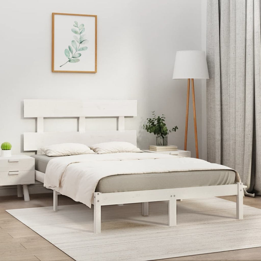 Bedframe Massief Hout 180 x 200 cm Wit