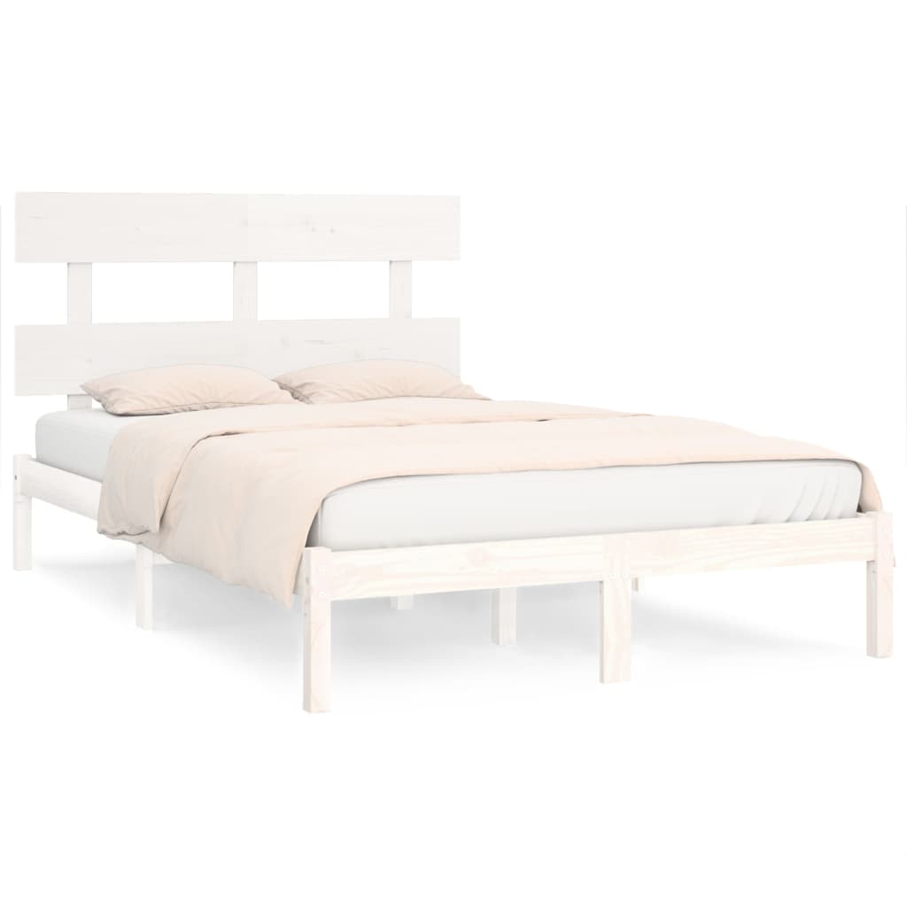 Bedframe Massief Hout 200 x 200 cm Wit