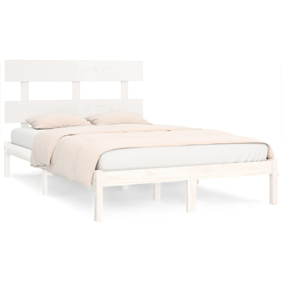 Bedframe Massief Hout 200 x 200 cm Wit