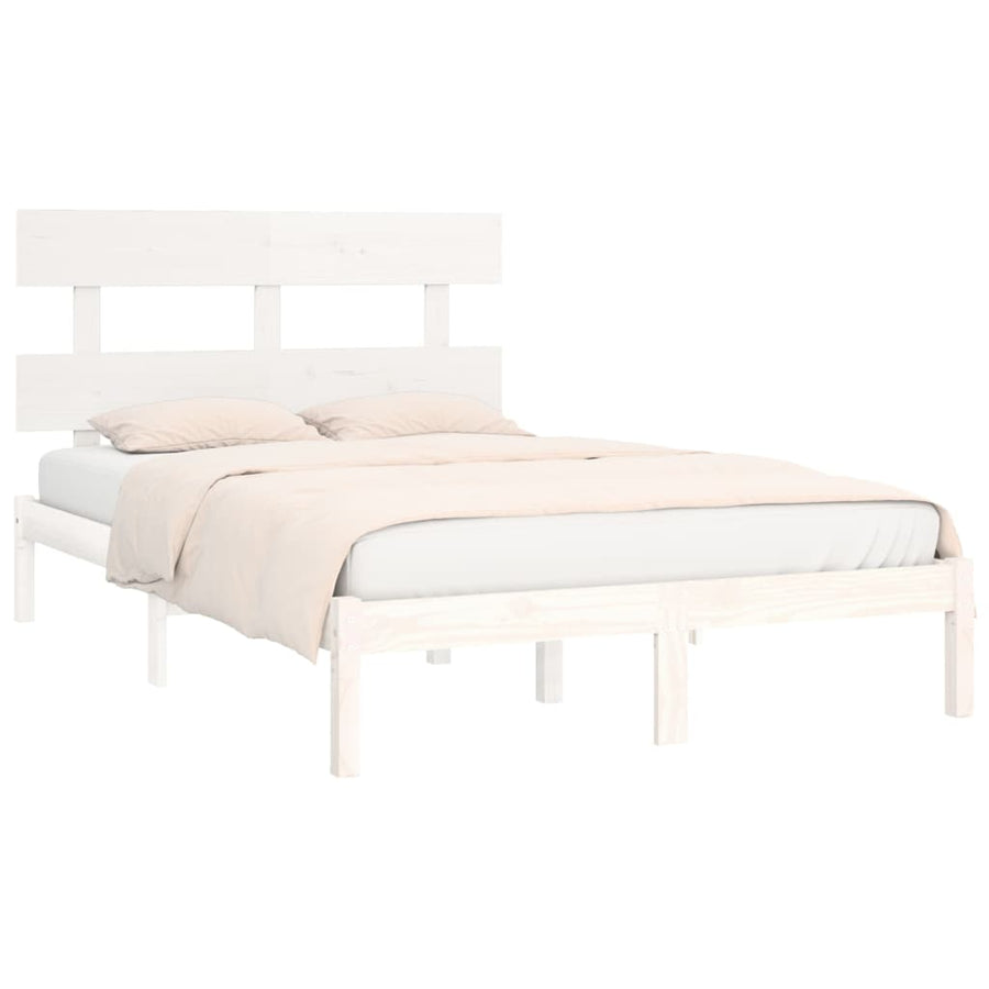 Bedframe Massief Hout 200 x 200 cm Wit