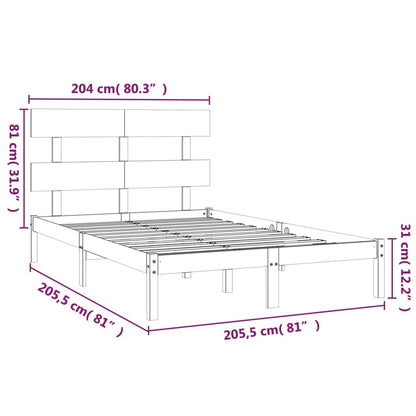 Bedframe Massief Hout 200 x 200 cm Wit