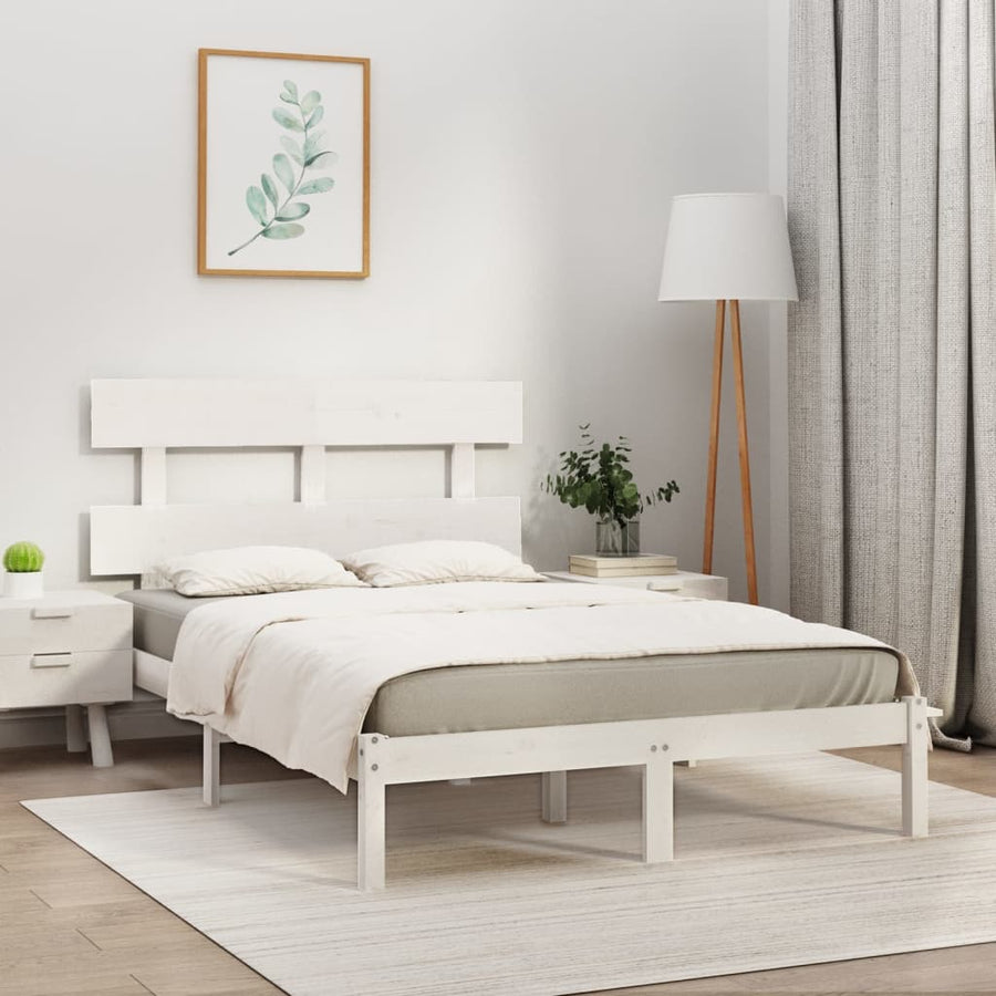 Bedframe Massief Hout 200 x 200 cm Wit