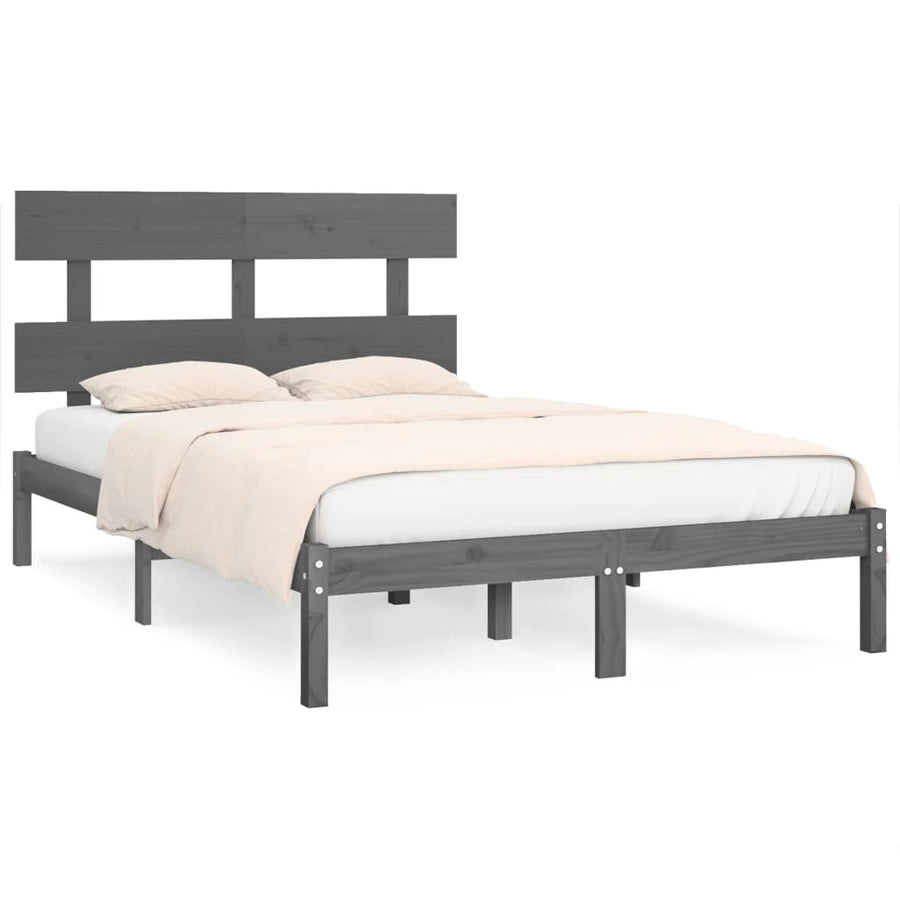 Bedframe Massief Hout 200 x 200 cm Grijs