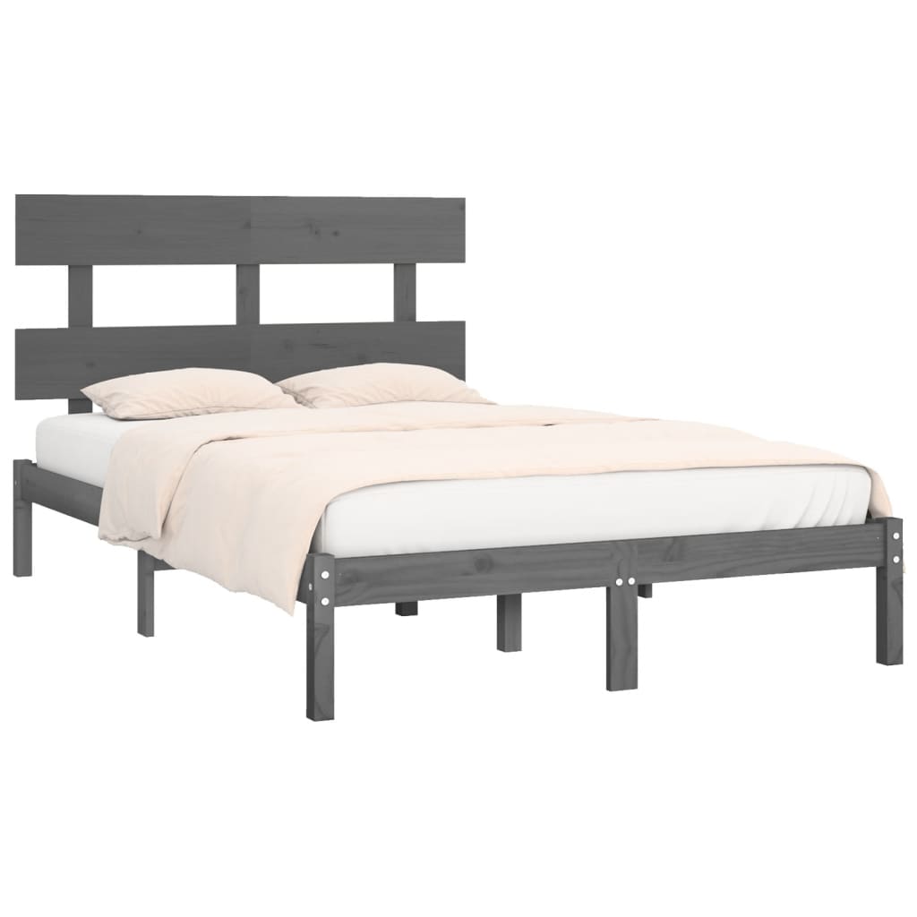 Bedframe Massief Hout 200 x 200 cm Grijs