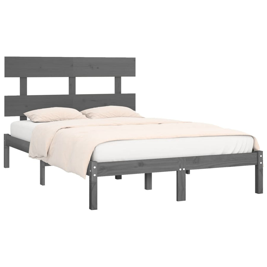 Bedframe Massief Hout 200 x 200 cm Grijs