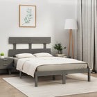 Bedframe massief grenenhout grijs 200x200 cm