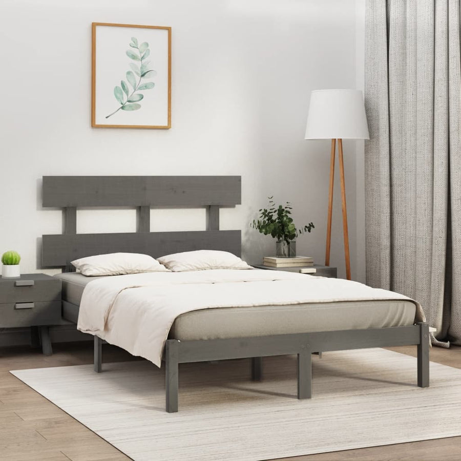 Bedframe Massief Hout 200 x 200 cm Grijs