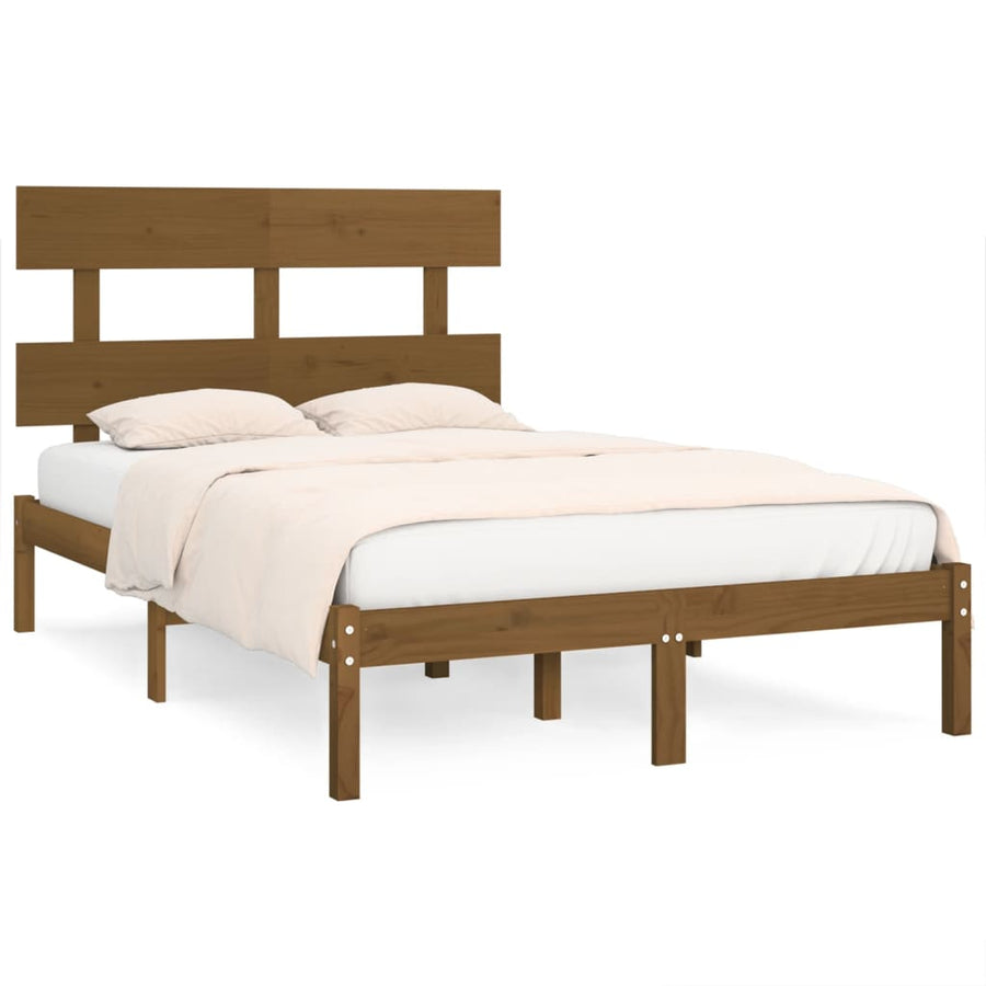 Bedframe Massief Hout 200 x 200 cm Honingbruin