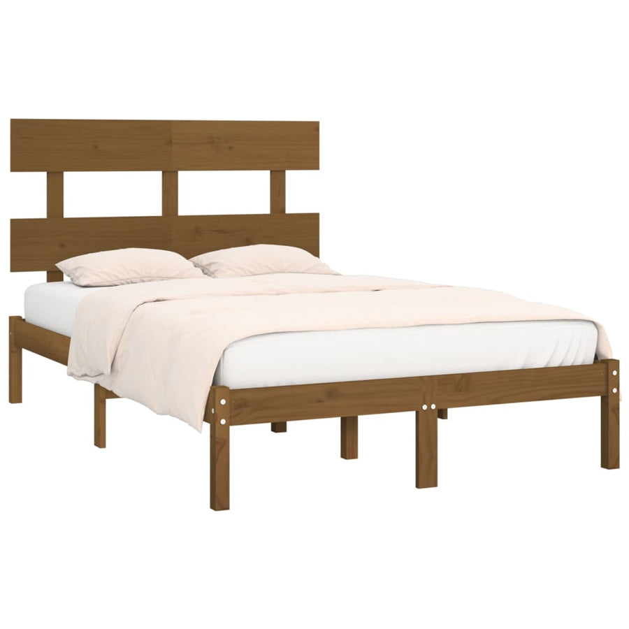 Bedframe Massief Hout 200 x 200 cm Honingbruin
