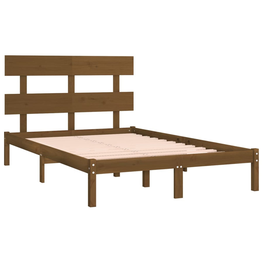 Bedframe Massief Hout 200 x 200 cm Honingbruin
