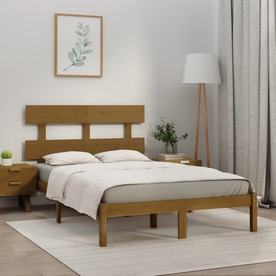 Bedframe Massief Hout 200 x 200 cm Honingbruin