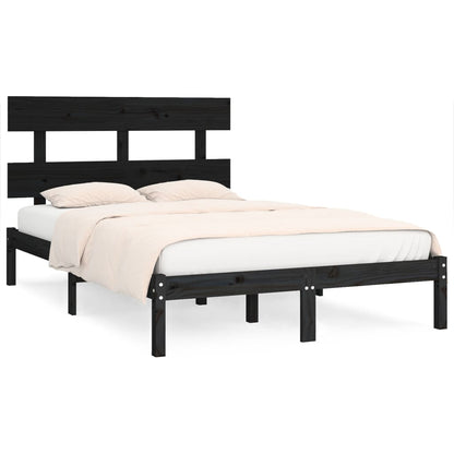 Bedframe Massief Hout 200 x 200 cm Zwart