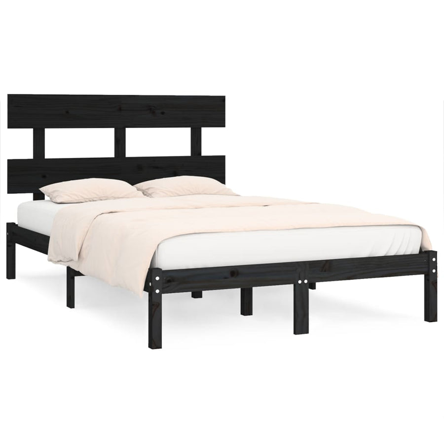 Bedframe Massief Hout 200 x 200 cm Zwart