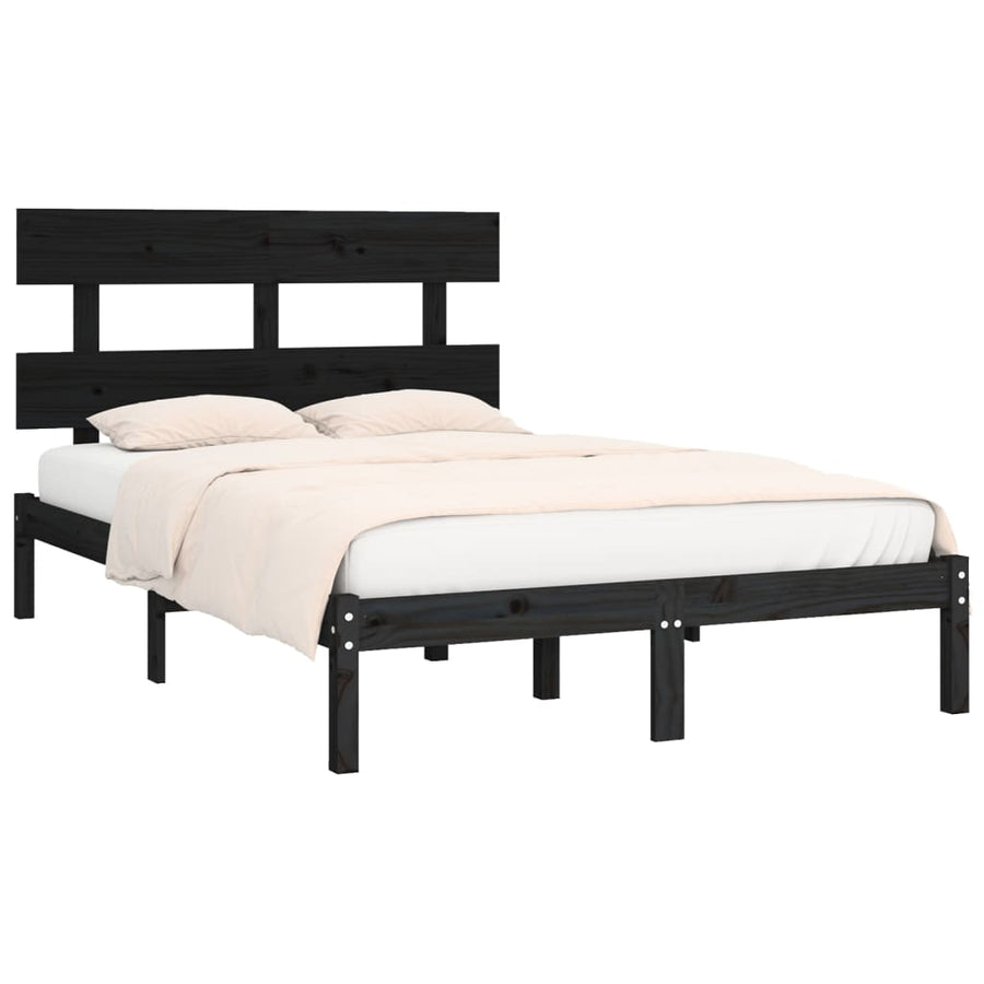 Bedframe Massief Hout 200 x 200 cm Zwart