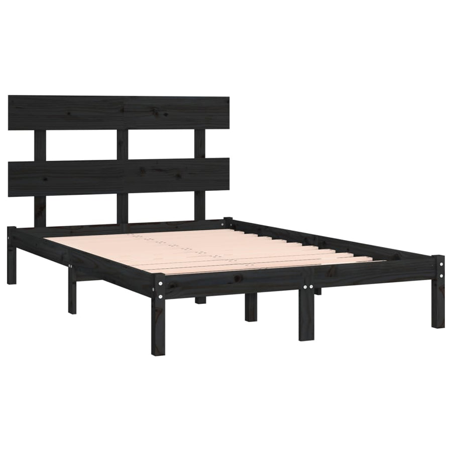 Bedframe Massief Hout 200 x 200 cm Zwart