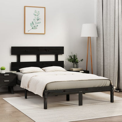 Bedframe Massief Hout 200 x 200 cm Zwart