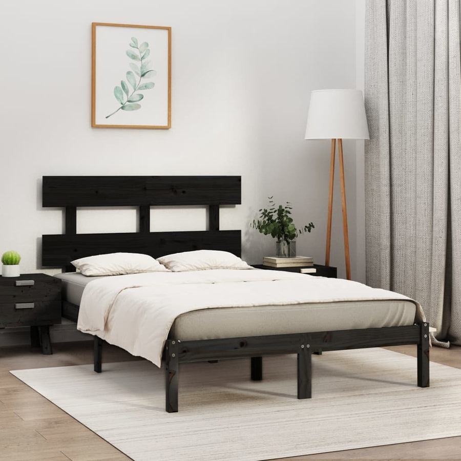 Bedframe Massief Hout 200 x 200 cm Zwart