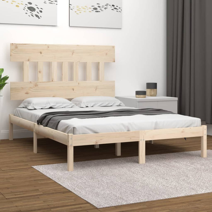 Bedframe Massief Hout Small Double 120 x 190 cm Naturel