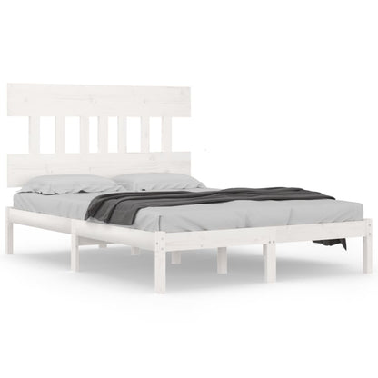 Bedframe Massief Hout 140 x 190 cm Wit