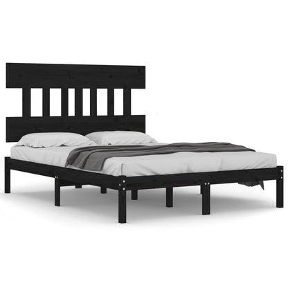 Bedframe Massief Hout 140 x 190 cm Zwart