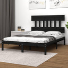 Solid black wood bed frame 140x190 cm