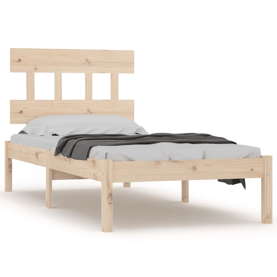 Bedframe Massief Hout 90 x 200 cm Naturel