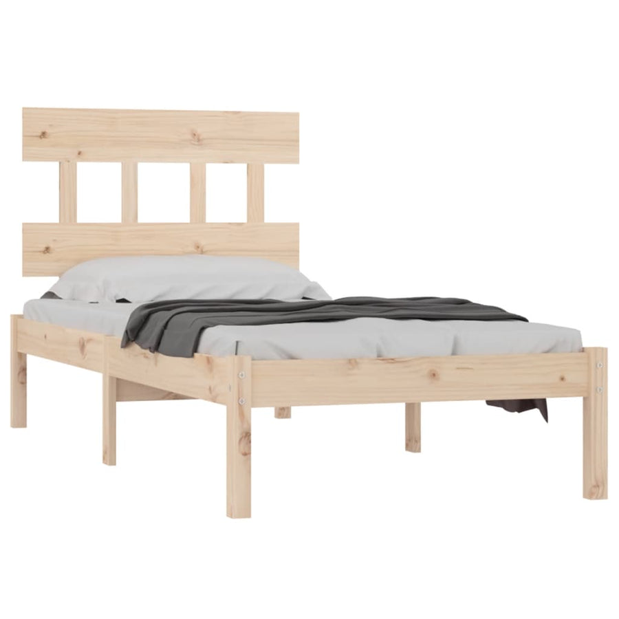 Bedframe Massief Hout 90 x 200 cm Naturel