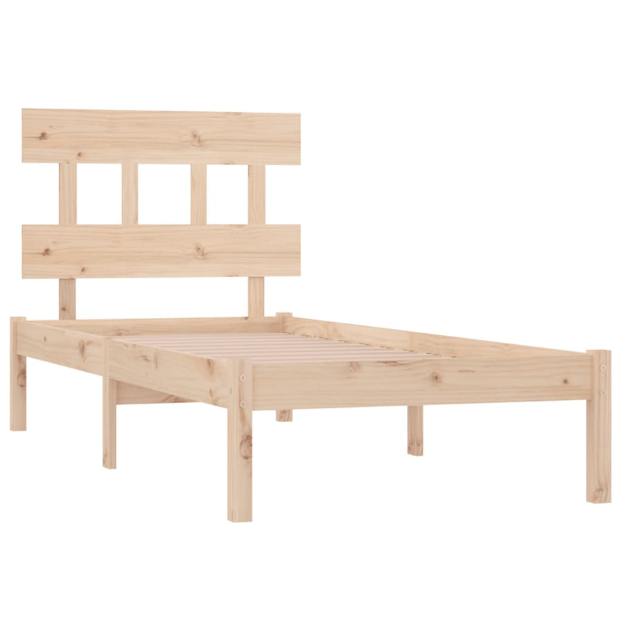 Bedframe Massief Hout 90 x 200 cm Naturel